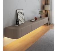 HYANXUE Soporte flotante para TV, estantes de TV montados en la pared con puerta, consola multimedia de TV, armario flotante para TV, banco de TV de gran almacenamiento debajo de la TV (caqui + LED