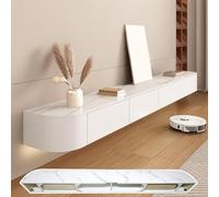 HYANXUE Soporte flotante para TV montado en la pared con puerta, consola de medios de TV, mueble de TV flotante, gran banco de TV con espacio de almacenamiento debajo del televisor (estructurado, 140