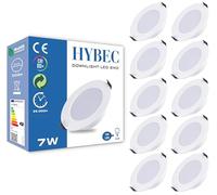HYBEC - Downlight LED Empotrable, Foco Interior de Techo 7W, Driver Incluido, Luz Fría 6500ºK (Pack 10)