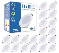 HYBEC - Downlight LED Empotrable Para Techo Interior 7W, Foco Para Interior con Driver Incluido, Luz Fría 6500ºK (Pack 20)