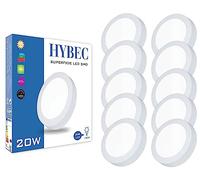 HYBEC - Downlight LED Superficie 20W, Plafón LED Cocina y Baño, Lámpara de Techo, Blanco Neutro 4000Kº (Pack 10)