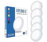 HYBEC - Downlight LED Techo Superficie 20W, Focos de Interior, Downlight Superficie, Plafón, Blanco Frío 6500K (Pack 5)