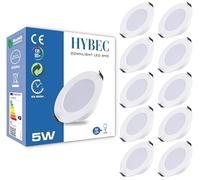 HYBEC - Foco LED empotrable 68 mm, agujero 60 mm, 55 mm, pequeño, 5 W, blanco, diámetro 60 mm (paquete de 10)