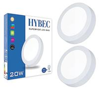 HYBEC - Plafón LED de exterior, lámpara de baño, lámpara de techo, lámpara de cocina, 6500ºK 20W (Pack 2)