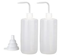 Hyber&Cara Botella de lavado, 2 Paquete 500 ml botella de plástico para laboratorio, riego de plantas, lavado de tatuajes, embudo de silicona gratis