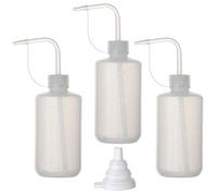 Hyber&Cara Botella de lavado, 3 Paquete 250 ml botella de plástico con tapa para laboratorio, riego de plantas, lavado de tatuajes, embudo de silicona gratis