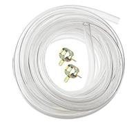 Hyber&Cara Tubo flexible transparente de PVC de grado alimenticio de 8 mm de diámetro interno x 11 mm de diámetro externo para tubería de aire de agua de 5 metros con 2 abrazaderas de manguera