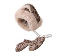 HYBEW Gorro unisex con diseño de leopardo, cómodo, cálido, para invierno, para deportes de invierno, cómodo, con orejeras peludas, beige, Talla única
