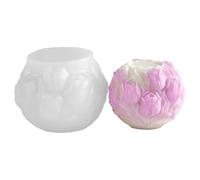 HYBEW Moldes de silicona con forma de esfera en relieve para hornear resina epoxi, jabón, chocolate, decoración del hogar, molde decorativo de flores