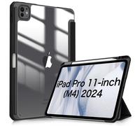 Hybrid Case Compatible with iPad Pro 11 inch (2024) M4, [Built-in Pencil Holder] Shockproof Cover w/Clear Transparent Back Shell, Auto Wake/Sleep,