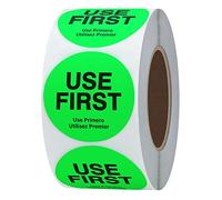 Hybsk USE First Stickers Food Service FIFO - Etiqueta para gestión de inventario de restaurantes, 1.5 pulgadas, total 500 etiquetas por rollo (verde fluorescencia)