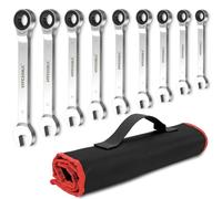HYCHIKA 9 Llaves Carraca 6-19mm 72T | Juego de llaves fijas y combinadas con bolsa de almacenamiento. Ideal para taller y mecánica