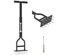 HYCHIKA Aireador Cesped para Cuidado de Suelo y Césped, 15 Pinchos de Acero Macizo, Mango en Forma de T, Escarificador de Cesped Herramientas hortícolas