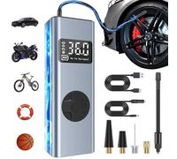 HYCHIKA Compresor de Aire portátil, 150PSI Compresor Aire Coche con batería Recargable de 6000 mAh luz LED y Banco de energía Mini compresor de Aire portátil para Auto Bicicleta Moto Pelota