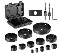 HYCHIKA Corona Perforadoras, 19 piezas Juego de sierras de copa circular con 13 sierras Ø19-127mm, taladro ideal para tableros de madera finos, placas de PVC y plástico