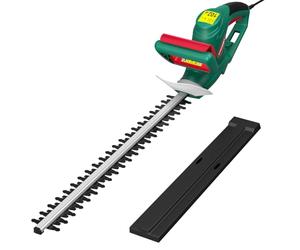 HYCHIKA Cortasetos Electrico Hedge Trimmer 550W, Corta Setos Jardin Electrico, 45 cm Longitud Hoja, 18 mm Espacio Entre Dientes, Doble Interruptor y Doble Asa, para Podar Césped, Arbustos y Setos