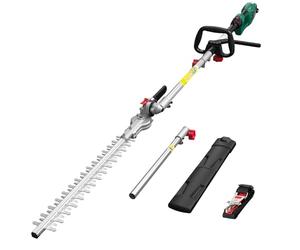 HYCHIKA Cortasetos Electrico Telescopico 900W, Cortasetos Telescopico, Extensible 200-250 cm, Cabezal Pivotante +90°~-45°, Doble Interruptor y Doble Asa, para Podar Césped, Arbustos y Setos