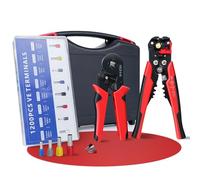 HYCHIKA Crimpadora Kit, Pelacables automático 3 en 1, Juego de alicates de corte con 1200 piezas 0,25-10mm²(AWG 24-8) Terminales, Crimpadora Punteras, Alicates de Crimpado