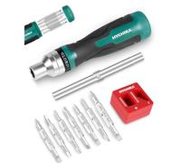 HYCHIKA - Destornillador de trinquete 16 en 1, juego de destornilladores todo en uno con Phillips, ranurado, Torx, cuadrado, broca hexagonal y destornillador de tuerca de doble extremo