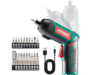 HYCHIKA Destornillador eléctrico 6 N.m y 2000 mAh 3.6V Destornillador inalámbrico con 20 accesorios, lámpara de trabajo, cable de carga y mandril magnético
