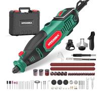 HYCHIKA Herramienta Rotativa 150W con afilador de motosierra. 7 velocidades 10 000-33 000 RPM.167 accesorios para lijar, pulir, cortar, taladrar y grabar