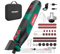 HYCHIKA Herramienta rotativa inalámbrica 8V 2,0Ah batería más grande, 5 velocidades max 30000 RPM, kit 145 accesorios con afilador de cadenas y luz LED, para lijado, pulido, corte, taladrado, grabado
