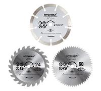 HYCHIKA - Hojas de sierra circular de 115 mm, mini sierra circular de 3 cuchillas (24T TCT; 60T HSS; 9T) para cortar madera, metal blando, azulejos