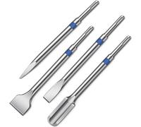 HYCHIKA Juego de Cinceles SDS Plus 4 Piezas - Cincel Puntero, Plano 40mm, Acanalado 25mm y Azulejos 20mm - Accesorios para Martillo Perforador y Demoledor en Hormigón, Mampostería