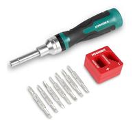 HYCHIKA - Juego de destornilladores de carraca 16 en 1, destornillador de carraca, todo en uno, con Phillips, ranurados, torx, cuadrado, hexagonal y llave de tuerca de doble cabeza.