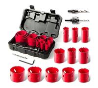 HYCHIKA - Kit de sierra perforadora bimetálica, 17 piezas de acero de alta velocidad de 3/4 a 2-1/2 pulgadas, juego de sierra perforadora en estuche con mandriles, broca de sierra perforadora para