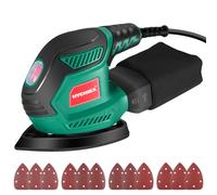 HYCHIKA Lijadora Madera 200W, 14000RPM con Recogida de Polvo | Lijadora Eléctrica Multifuncional con Motor Cobre Puro, 12 Lijas 240/120/80 Grano, Ideal para Lijar Madera, Esquinas y DIY