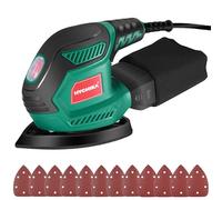 HYCHIKA Lijadora Madera, 200W Lijadora Eléctrica 14000RPM con Motor de Cobre Puro, Multifuncional con Recogida de Polvo, 12PCS Lija (240/120/80 Grano), Lijadora Mouse para Múltiples Esquinas, Madera