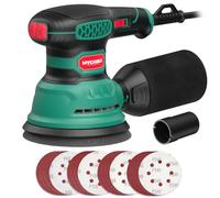 HYCHIKA Lijadora Orbital 300W, 6 Velocidades 12000OPM. | Lijadora Eléctrica para Madera con 16 Discos 125mm, Recogida Polvo y Frenado Rápido, para Lijar y Pulir