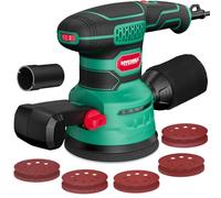 HYCHIKA Lijadora Orbital 450W, 6 Velocidades 6000-12000OPM. | Lijadora Eléctrica para Madera con Sistema Recogida Polvo, 20 Papeles Lija, para Metal y Madera