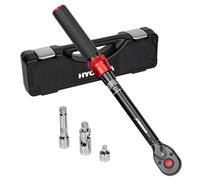 HYCHIKA Llave Dinamométrica 3/8" 10-60Nm, Precisión ±2%, 72 Dientes | Doble Escala Nm/lbf-ft con Adaptador 3/8"-1/4", Junta Universal, Extensión 75mm para Coche, Moto, Bici
