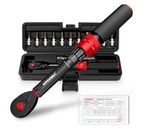 HYCHIKA Llaves Dinamométricas 1/4", Precisión ±2%, 5-25Nm. | Set Llave Dinamométrica Bicicleta con Doble Escala Nm/lbf-ft, Alargue, Bits y Estuche, para Bicicletas y Motos