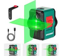 HYCHIKA Nivel Láser Verde 45M, USB Carga, Láser Autonivelante, IP54 en Exteriores, 2 Láser Módulo Línea Cruzado Vertical/Horizontal, Soporte Magnético, 360°Rotante