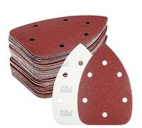 HYCHIKA - Papel de lija triangular para ratón, 60 unidades, grano 60/80/100/120/180/240 con 6 agujeros para lijado de madera, se adapta a máquinas lijadoras multiherramienta Qscillating de 3.94