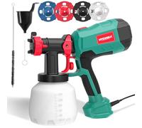 HYCHIKA Pistola Pintura, Pistola de Pintura HVLP de 600W, Depósito de 1200ML 4 Boquillas y 2 Herramientas de Limpieza, Pulverizador de Pintura de 3 Patrones para Paredes y Techos, Vallas