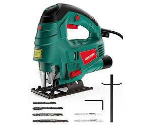 HYCHIKA Sierra de Calar 800W, Caladora con Láser, 800-3000SPM Motor de Cobre, ±45°Corte, 7 Velocidades Ajustables, Sierra Calar Eléctrica con 6 Hojas para Cotar Metal, Madera y Plástico