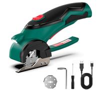 HYCHIKA Tijera Electrica Inalámbricas 4V, Cúter Rotativo Eléctrico 300 RPM, Tijeras Eléctricas con 2 Cuchillas y LED para Tela, Costura, Cuero, Alfombra, Cartón y Plástico