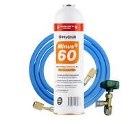HyChill Minus 60 Refrigerante Técnico Orgánico - Envase Desechable 995 ml - 350gr carga Neta - Uso Profesional - Para aplicaciones de climatización y refrigeración (1 ENVASE + LLAVE + MANGUERA)