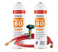 HyChill Minus 60 Refrigerante Técnico Orgánico - Envase Desechable 995 ml - 350gr carga Neta - Uso Profesional - Para aplicaciones de climatización y refrigeración (2 ENVASES + LLAVE + MANGUERA)