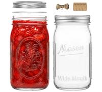 HYCKee 1000 ml de 2 tarros de cristal Mason con tapas Airtight