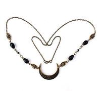 Hyclam Cadena de cabeza de cristal bohemio, cadena de cabeza de luna, cadena de plata retro para la frente, diadema de cristal, joyería para el cabello para mujeres