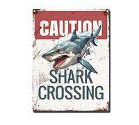 HYCLAM Letrero vintage con texto en inglés "Caution! Shark Crossing Retro Restoring Ancient Ways Wine Cellar The hotelThe Wall Decorar Paint" (30,5 x 40,6 cm)