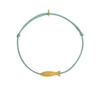Hyclam Pulsera trenzada simple con diseño de pez dorado vintage, hecha a mano, hilo de seda azul, pulsera tejida
