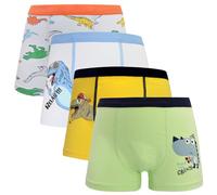 HYCLES Calzoncillos bóxer para niños de algodón, calzoncillos tipo bóxer, dinosaurios, ropa interior, 4 pares, 2-8 años, Roca amarilla+roca azul+fondo azul+verde, 7-8 años