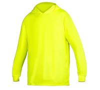 HYCOPROT Camisa de Seguridad de Alta Visibilidad con Capucha de Manga Larga Camisas de Trabajo con Capucha de Protección Solar para Hombres y Mujeres (FR/ES, Letras, M, Regular, Regular, Amarillo)