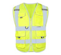 HYCOPROT Chalecos de Seguridad Chaleco Reflectante Alta Visibilidad Seguridad Chaleco Workwear Chaqueta Zip Band Brace Bolsillo para Móvil Chalecos de Trabajo Reflectantes Normas EN ISO 20471
